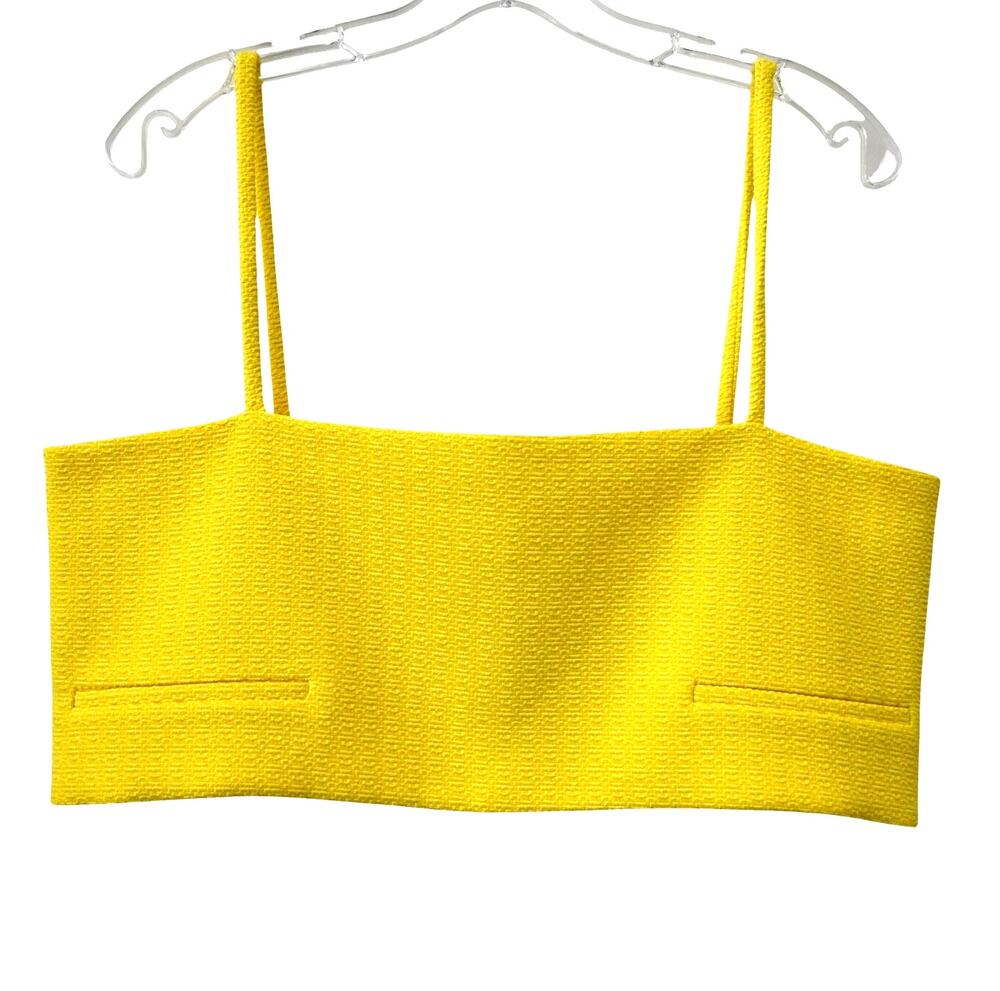 Alexis Square Neck Jacquard Sol Yellow Crop Top Size XL